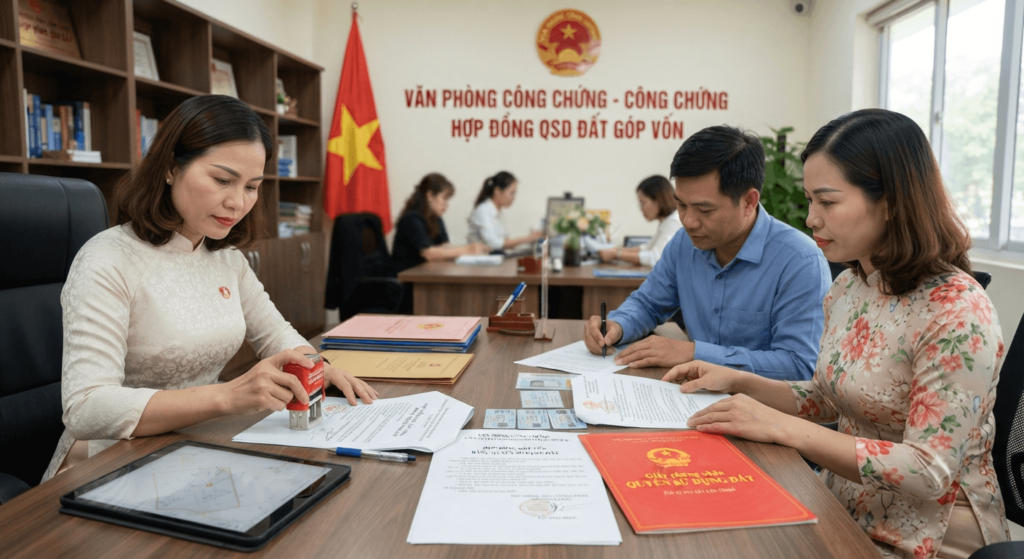 công chứng hợp đồng góp vốn bằng quyền sử dụng đất là gì