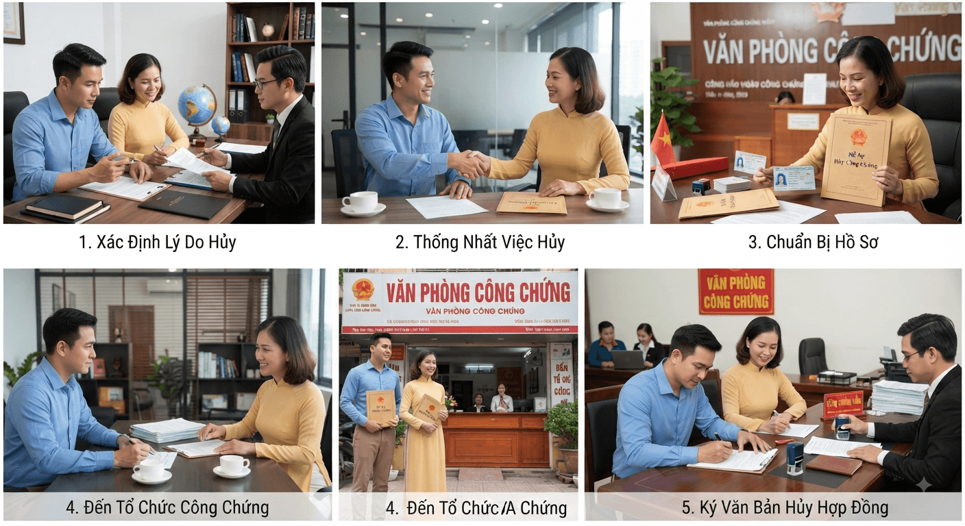 thủ tục hủy hợp đồng công hcuwngs nhà đất